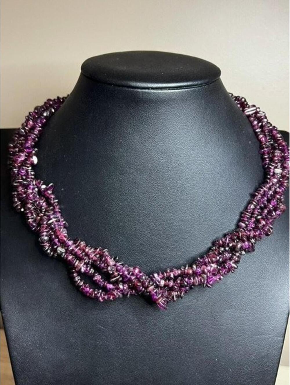 B4834 Stauer Multi-Strand Twisted Amethyst Gold Tone Torsade Necklace 17-19"